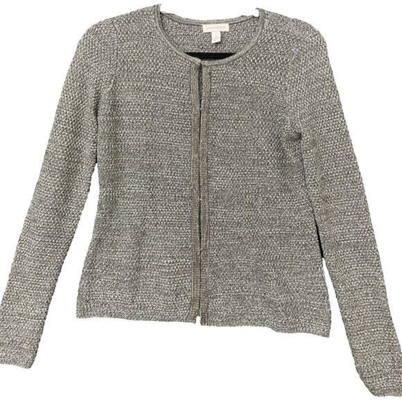 Charter Club Silver Metallic Gray Cardigan beads Size Small Knit - Picture 1 of 9